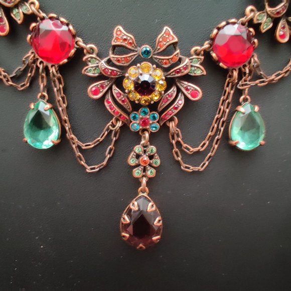 Joan Rivers Antique Style Runway Statement Drippy Rhinestone Necklace Multicolor - Picture 3 of 7